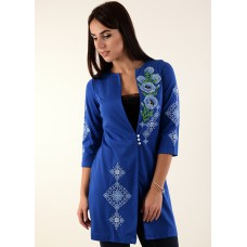 Embroidered cardigan "Poppies Luxury" electric blue